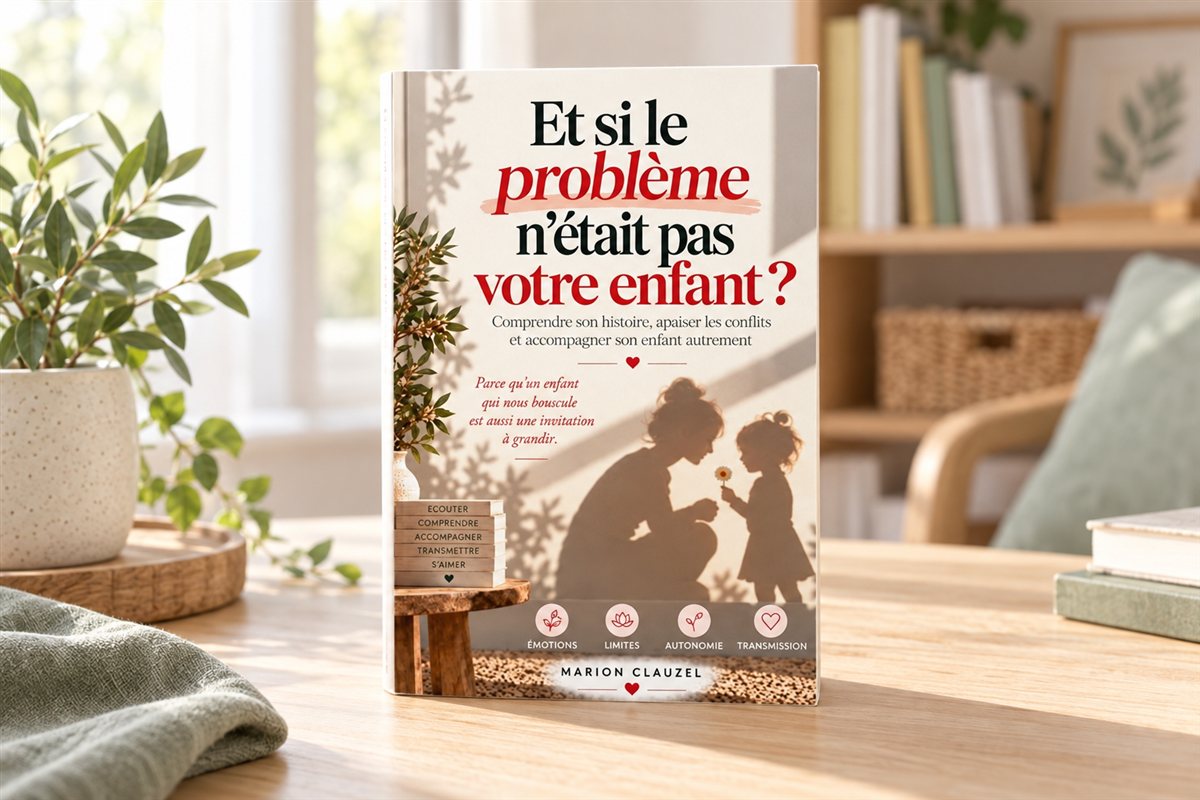 Illustration créée par IA : Le livre Et si le problème n’était pas votre enfant présenté sur une table