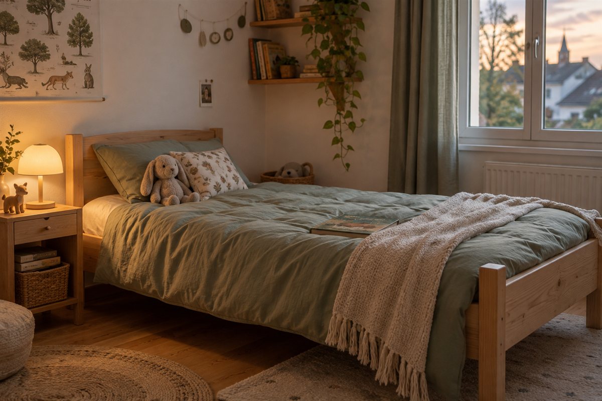 Illustration créée par IA : Une chambre d’enfant prête pour le coucher